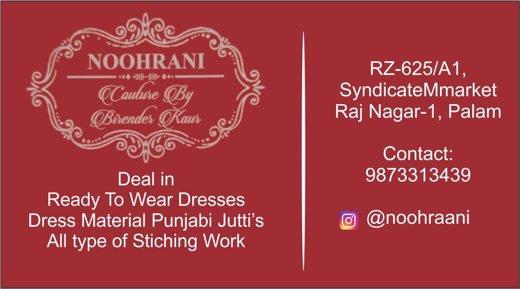 NOOHRANI COUTURE By Berender Kaur (Boutique Shop in Palam)
